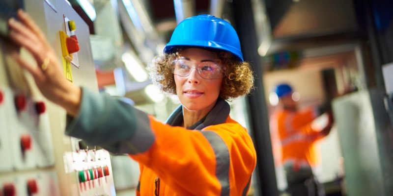 Technician in boiler room